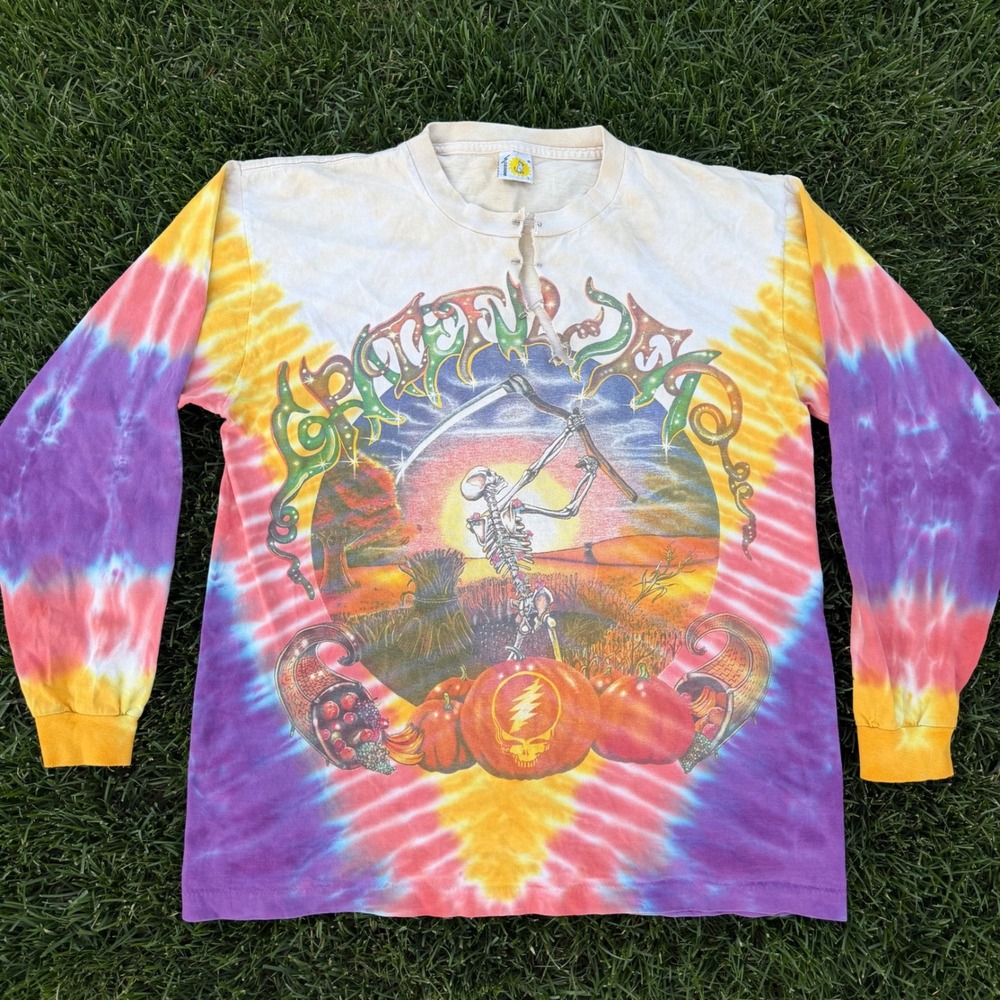 Distress Vintage 1994 Grateful Dead Fall Tour Tie Dye Long Sleeve Shirt Sundog L